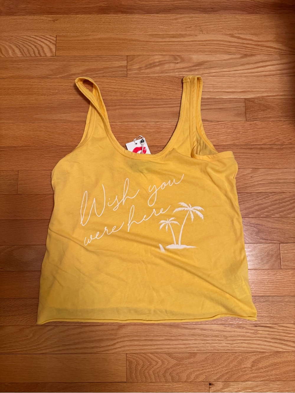 Wildfox Yellow 'Wish You Were Here' Palm Tank